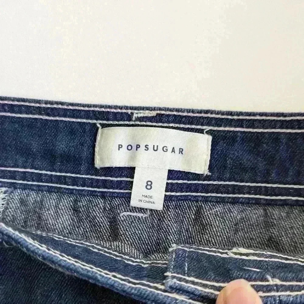 PopSugar Button Front Aline Denim Mini Skirt Size8 - Picture 2 of 7